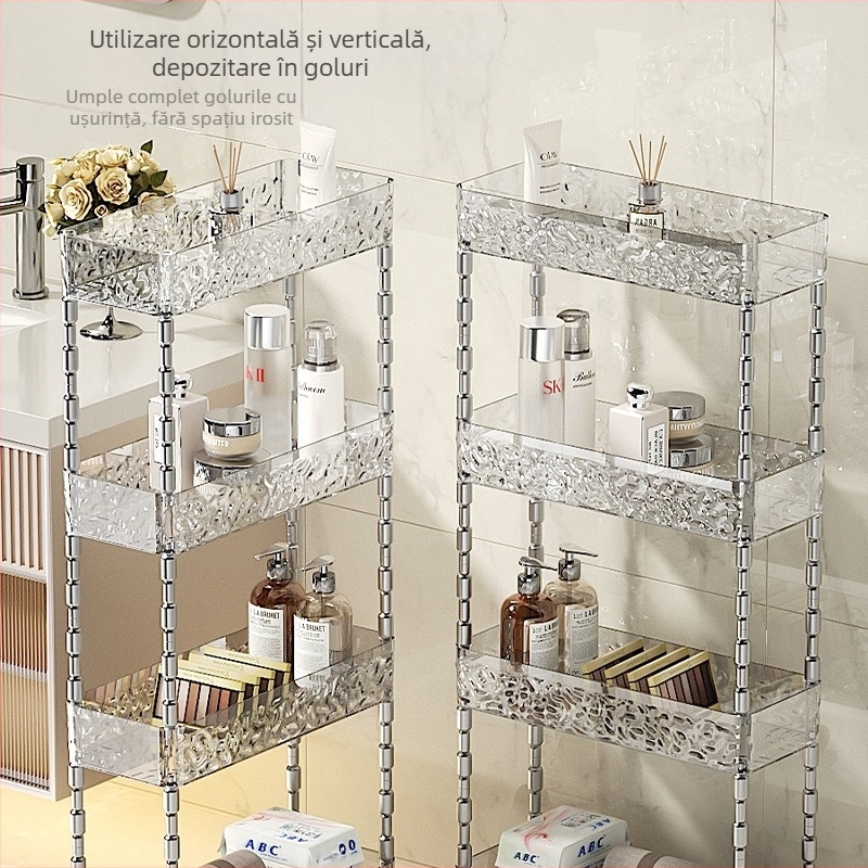 Rafturi de baie din plastic, patru niveluri, pentru spațiul dintre toaletă, capacitate 5 kg