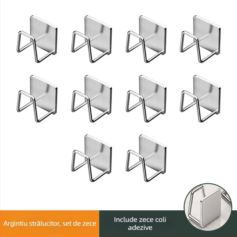 Raft suspendat din oțel inoxidabil pentru baie cu cârlige sub chiuvetă, finisaj șlefuit, 1 nivel, sarcină 1 kg