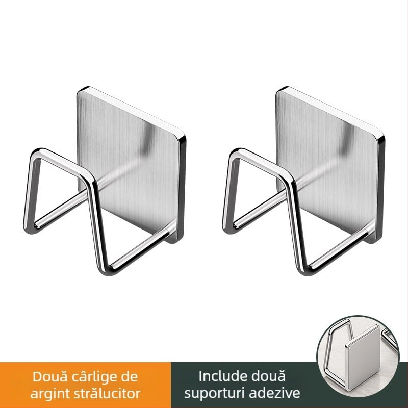 Raft suspendat din oțel inoxidabil pentru baie cu cârlige sub chiuvetă, finisaj șlefuit, 1 nivel, sarcină 1 kg