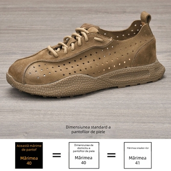 Mocasin bărbătești cu deget lat, din piele de bovine primului strat, branț din piele de porc, talpă din cauciuc, anti-derapare, respirant