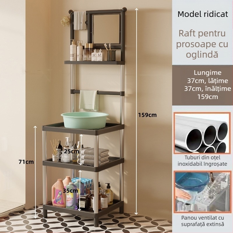 Raft pentru chiuvetă din plastic, 3 etaje, în stil modern minimalist