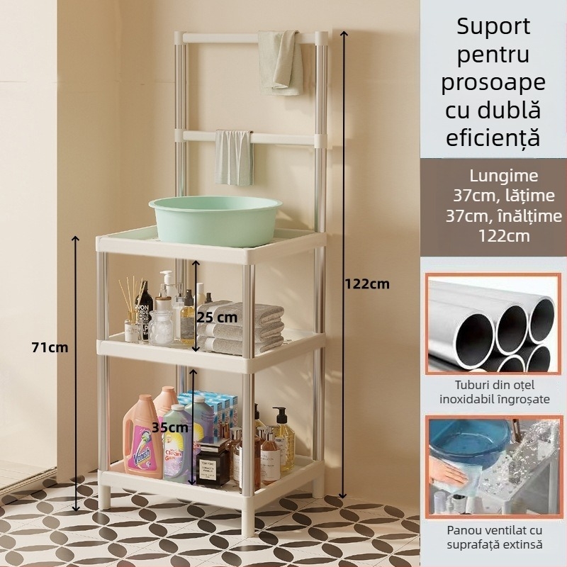 Raft pentru chiuvetă din plastic, 3 etaje, în stil modern minimalist