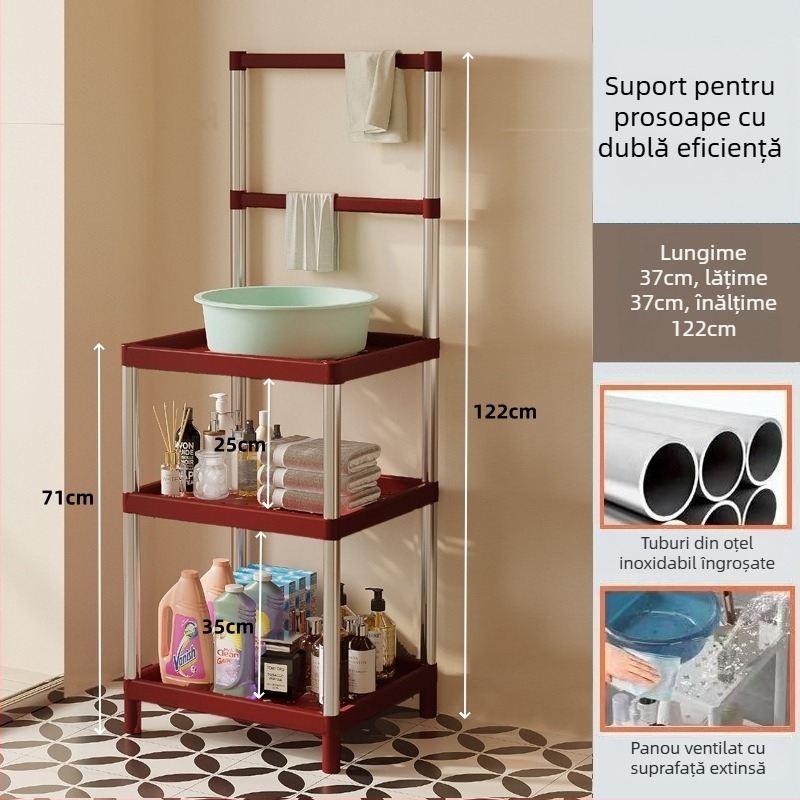 Raft pentru chiuvetă din plastic, 3 etaje, în stil modern minimalist