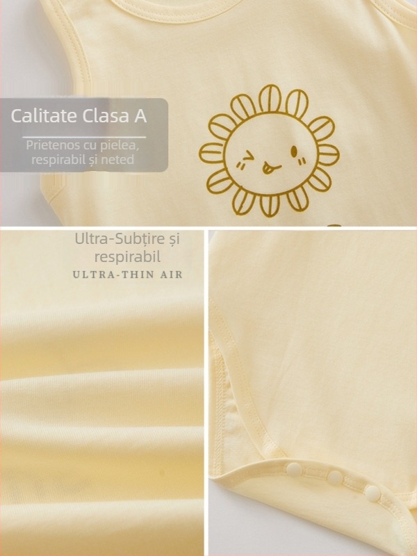 Salopetă bebeluș fără mâneci din bumbac, pentru vară, pentru sugari și copii mici