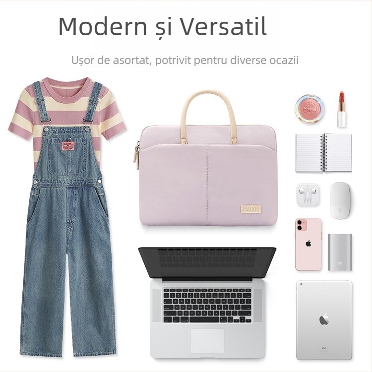 apirily Geantă laptop unisex pentru afaceri – ușoară, impermeabilă, din țesătură Oxford, căptușită cu nailon, model solid