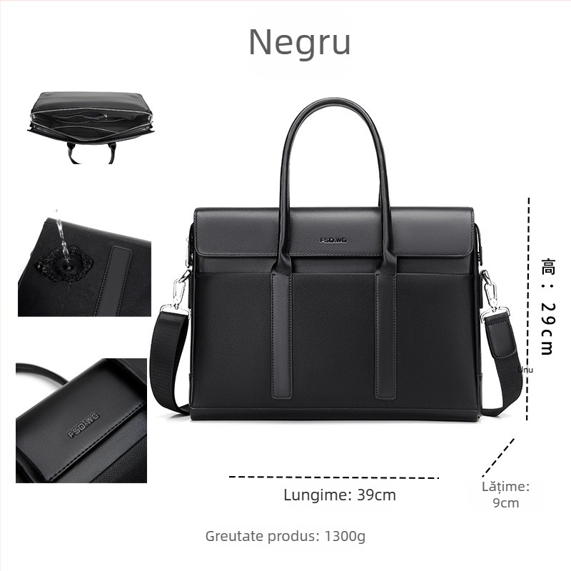 Geantă de afaceri pentru bărbați, poșetă de umăr — PU, impermeabilă, model solid, căptușeală poliester, brand FSD·WG