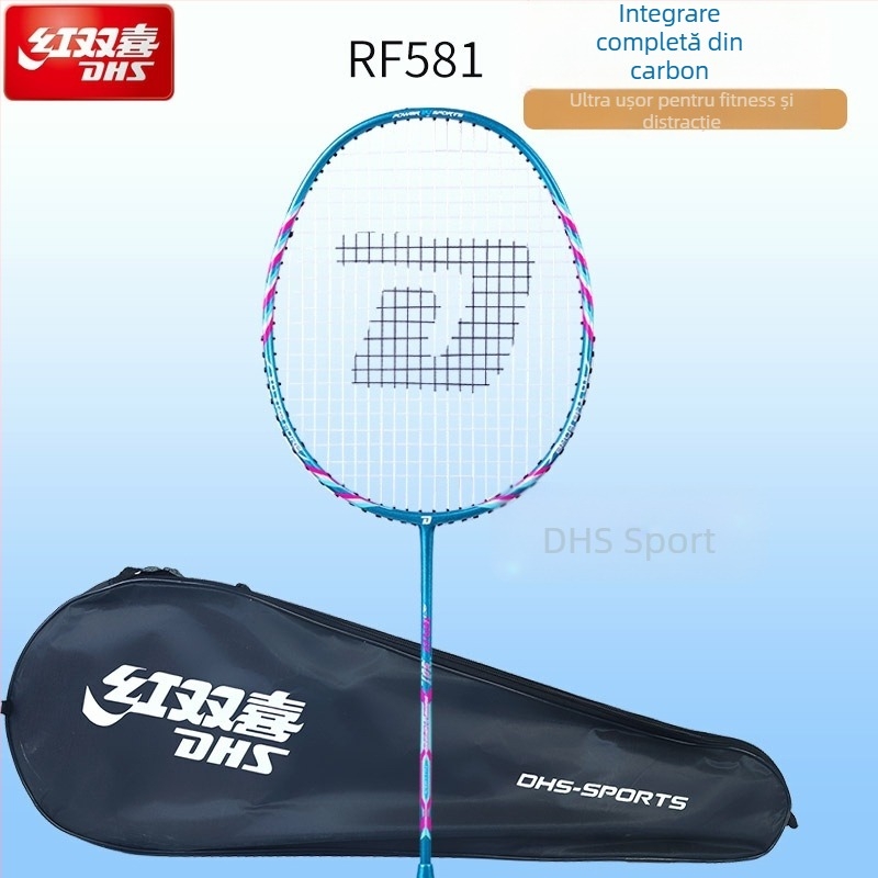Rachetă badminton, din carbon complet, ultra-ușoară, greutate 95–100 g, grosimea mânerului G3, tip rachetă: drept, potrivită pentru copii