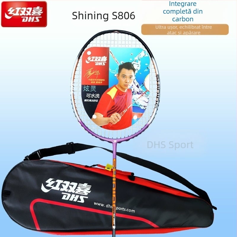 Rachetă badminton, din carbon complet, ultra-ușoară, greutate 95–100 g, grosimea mânerului G3, tip rachetă: drept, potrivită pentru copii