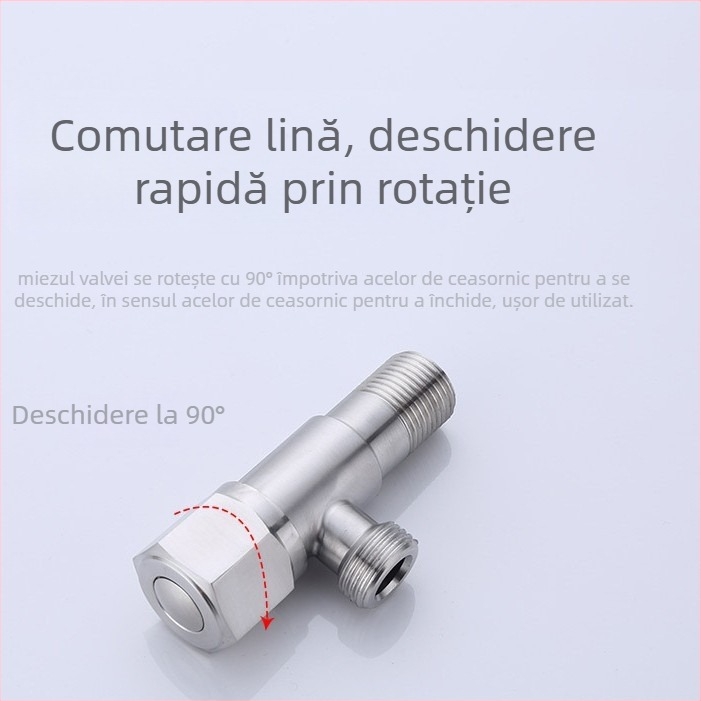 Robinet de bucătărie cu apă caldă și rece, supapă de închidere și robinet unghiular, model 81607, cupru, conexiune filetată, diametru interior 4 mm, greutate netă 184 g