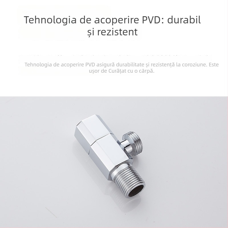 Robinet de bucătărie cu apă caldă și rece, supapă de închidere și robinet unghiular, model 81607, cupru, conexiune filetată, diametru interior 4 mm, greutate netă 184 g