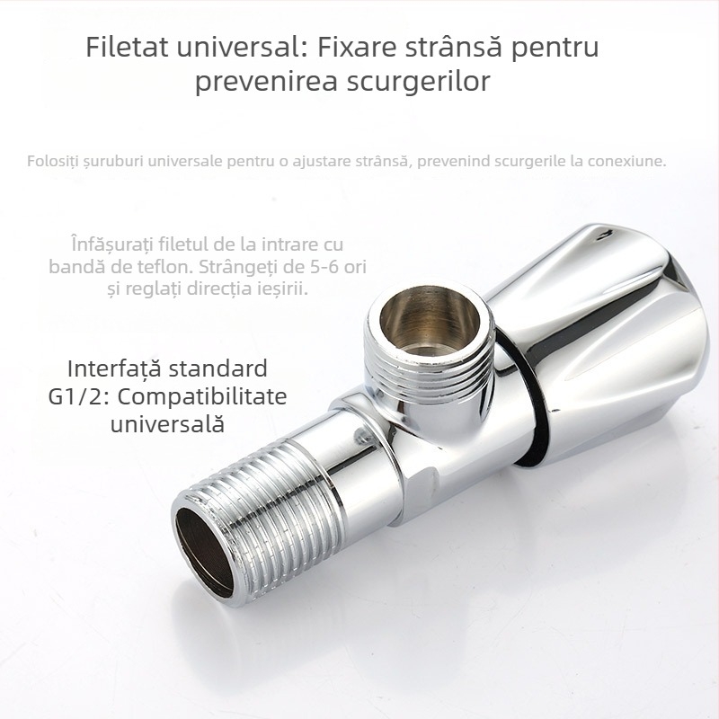 Robinet de bucătărie cu apă caldă și rece, supapă de închidere și robinet unghiular, model 81607, cupru, conexiune filetată, diametru interior 4 mm, greutate netă 184 g