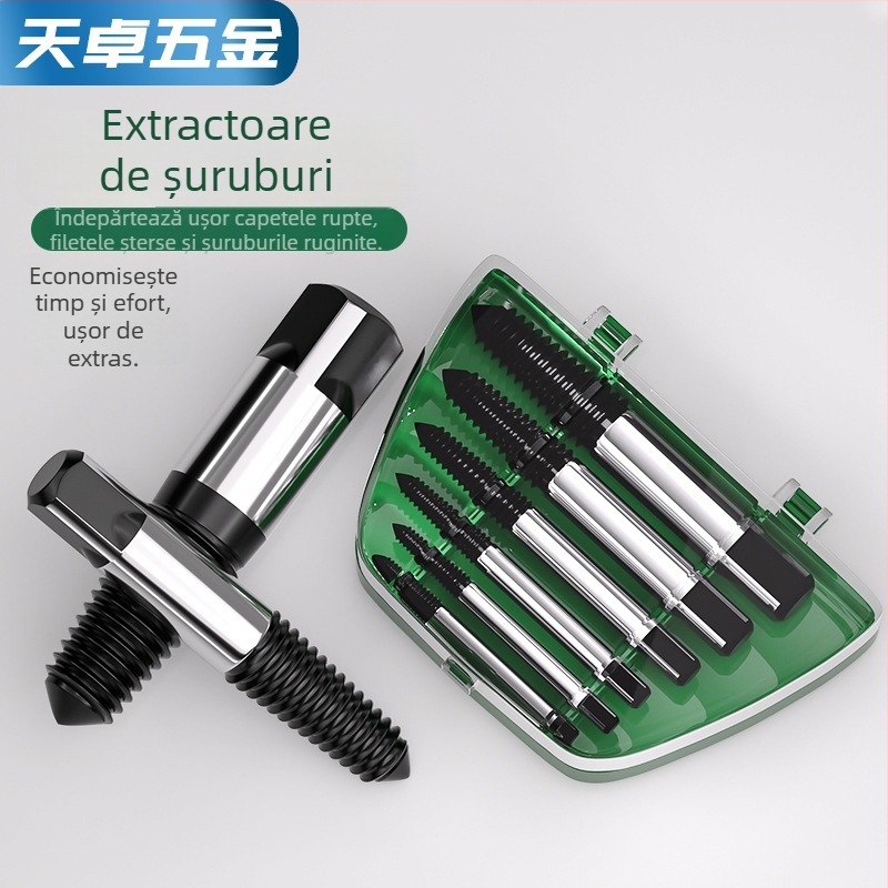 Extractor conic cu filet invers pentru șuruburi rupte la robinete și ventile