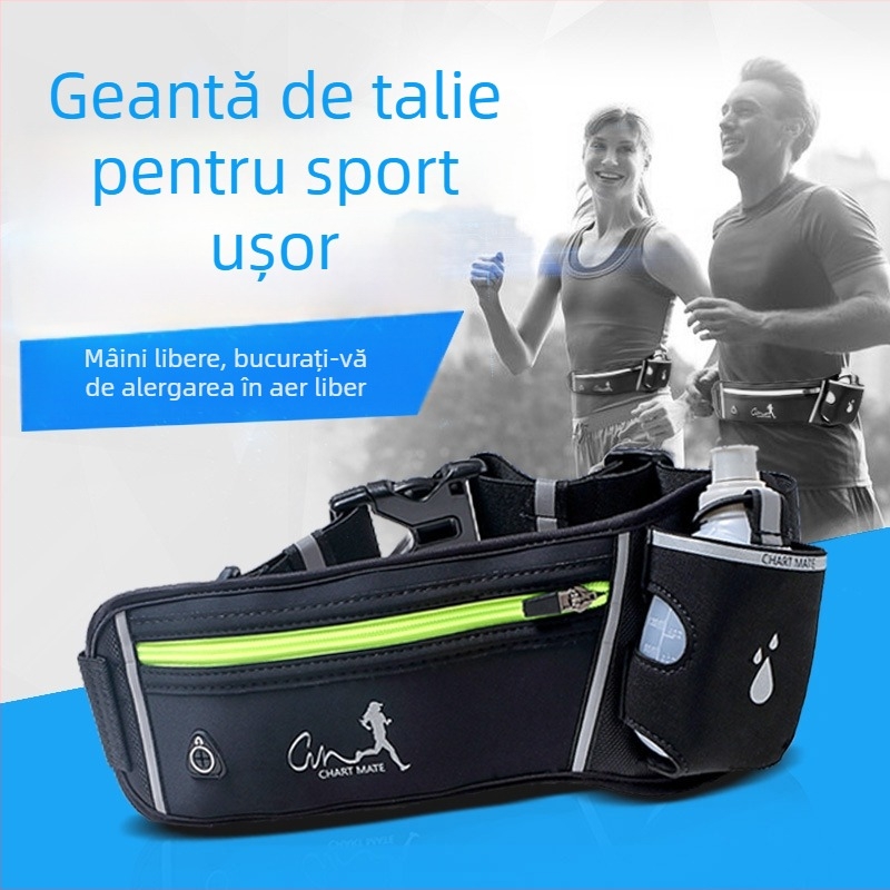 Geantă de talie unisex pentru alergare în aer liber, buzunar pentru sticla de apă, impermeabilă și respirabilă, poliester, accesoriu sport multifuncțional