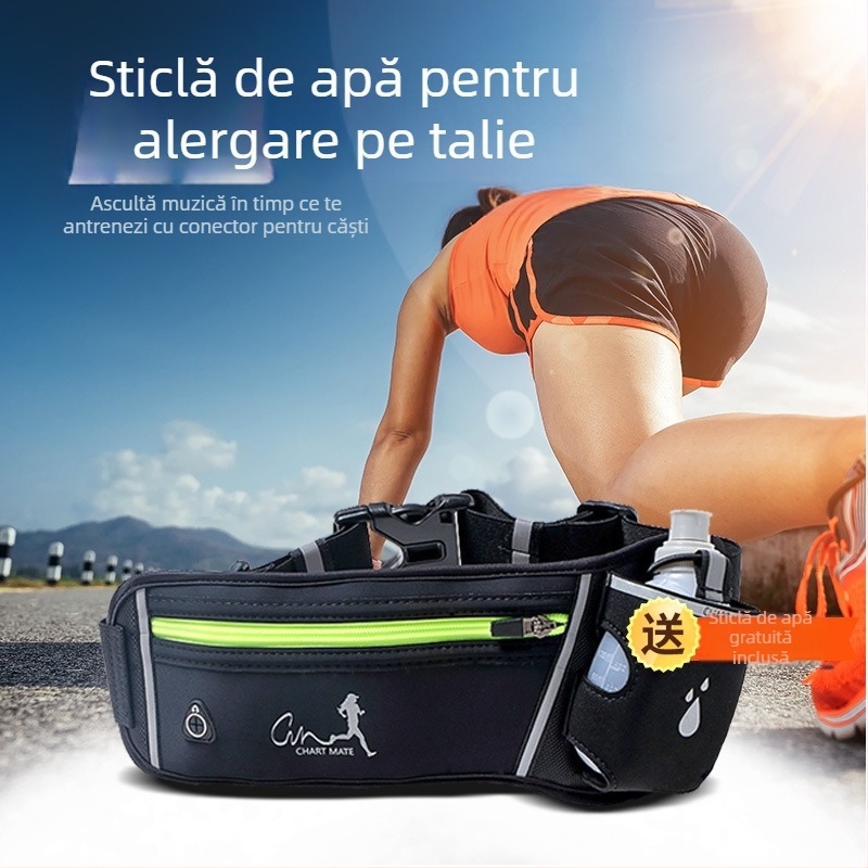 Geantă de talie unisex pentru alergare în aer liber, buzunar pentru sticla de apă, impermeabilă și respirabilă, poliester, accesoriu sport multifuncțional