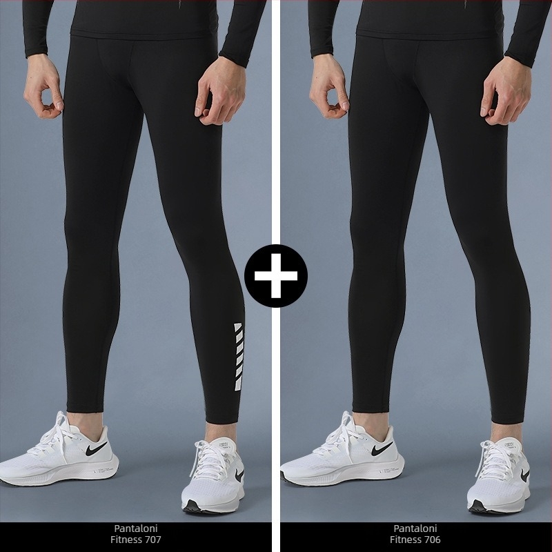 Set compresie sport pentru bărbați: absorbție umiditate, uscare rapidă, amestec milk silk poliester (80%), talie înaltă, croială strânsă, pentru alergare, ciclism și baschet