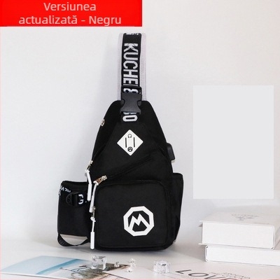 Geantă pentru piept pentru bărbați - Pânză Oxford, rezistentă la uzură, imprimeu animal, Modelul 020, căptușeală poliester