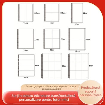 Pagini interioare transparente pentru album de carduri – material PP, pagini interioare de înlocuire, personalizabil, diverse tipuri de găuri, 10 file