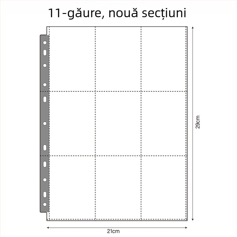 Pagini interioare transparente pentru album de carduri – material PP, pagini interioare de înlocuire, personalizabil, diverse tipuri de găuri, 10 file