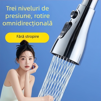 Extender pentru robinet de bucătărie cu duză universală pivotantă și aerator extins anti-stropire; interfață filetată; model 0410; ABS; electroplating; Morro