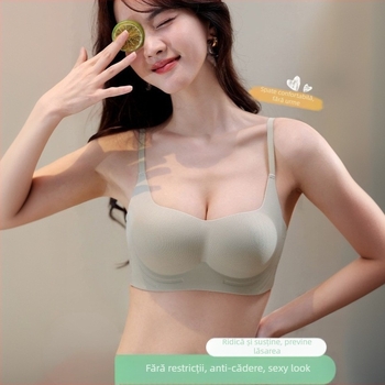 Sutien push-up fără cusături, fără sârme metalice, cupă 1/2, cupe modelate, bretele fixe duble