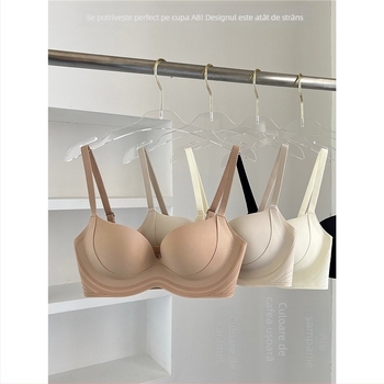 Sutien cu croială tubulară, wireless, cupe fixe, material nylon, închidere spate cu trei rânduri de cârlige