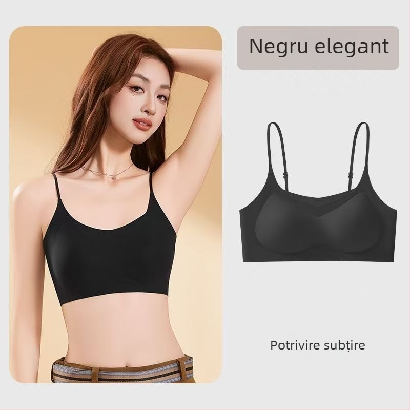 Sutien sport cu lift, bretele fixe duble, cupe 3/4, tăietură medie, exterior textil Nylon/Polyamide, căptușală Spandex 70–80%