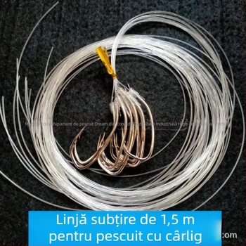 Cârlig de pescuit marin, legat manual, leader din nylon, cârlig unic cu barbă, gură în unghi