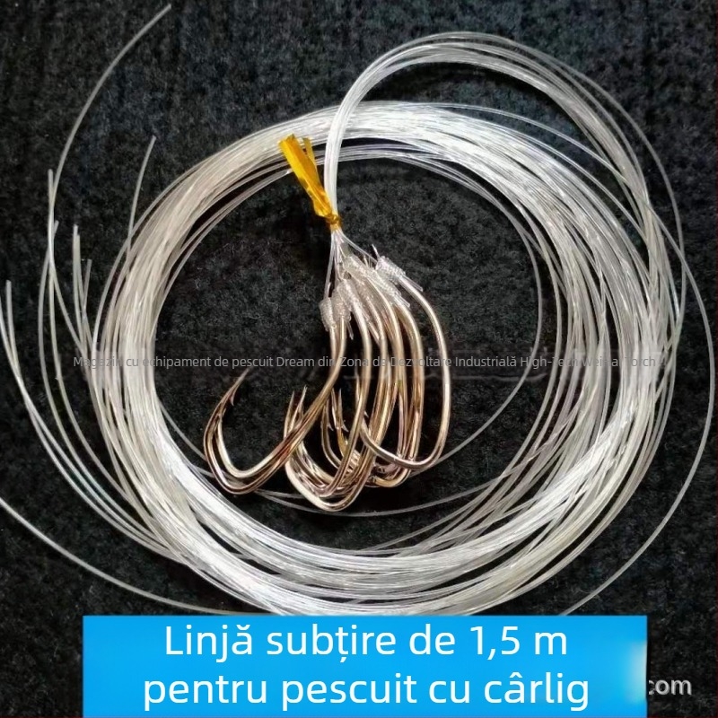 Cârlig de pescuit marin, legat manual, leader din nylon, cârlig unic cu barbă, gură în unghi