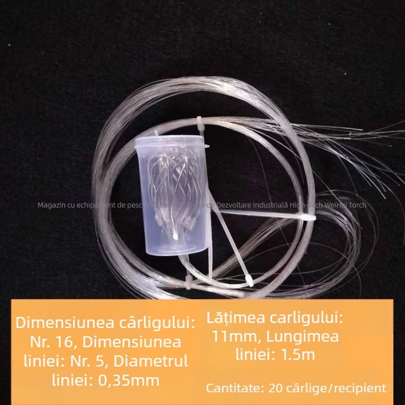 Cârlig de pescuit marin, legat manual, leader din nylon, cârlig unic cu barbă, gură în unghi