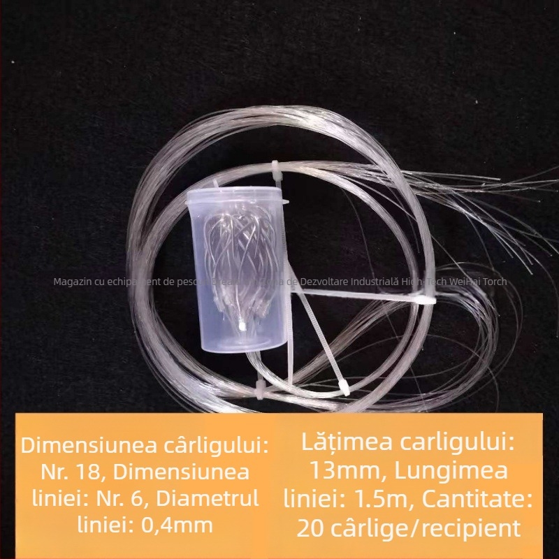 Cârlig de pescuit marin, legat manual, leader din nylon, cârlig unic cu barbă, gură în unghi