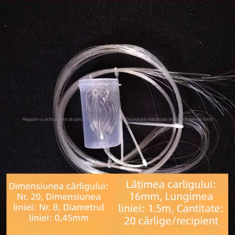 Cârlig de pescuit marin, legat manual, leader din nylon, cârlig unic cu barbă, gură în unghi