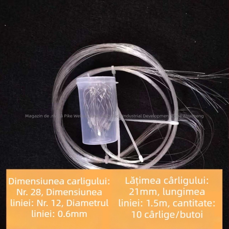 Cârlig de pescuit marin, legat manual, leader din nylon, cârlig unic cu barbă, gură în unghi