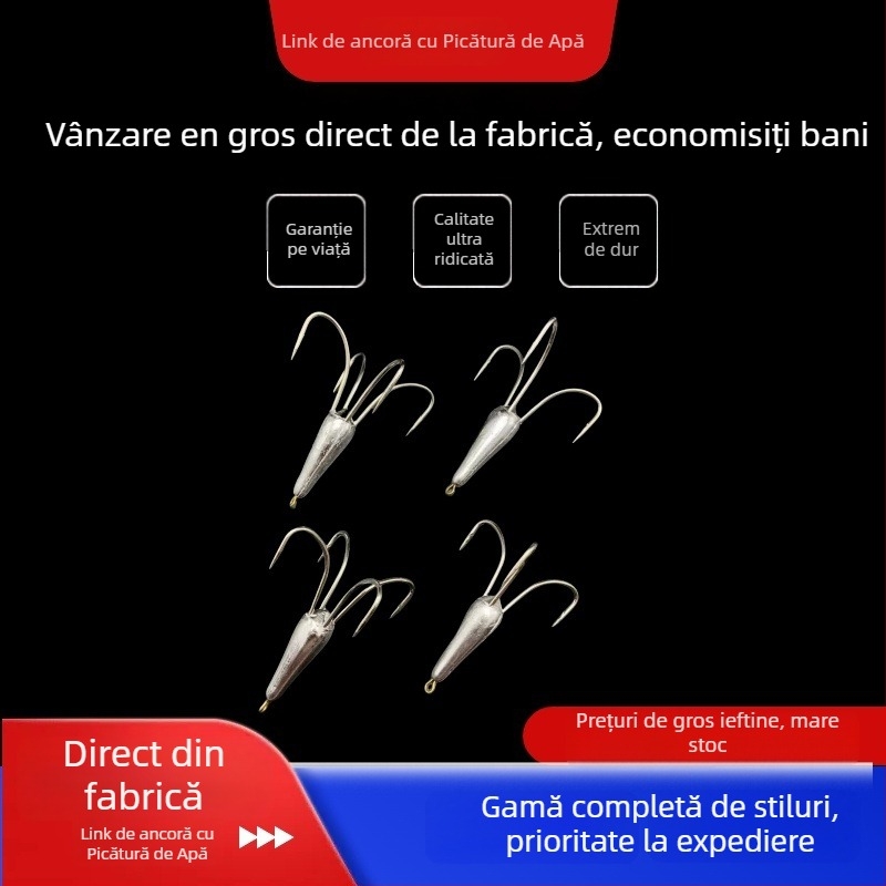 Cârlig de pescuit cu ghimpi, formă de picătură de apă, Nr. 16, pentru pescuit în râu