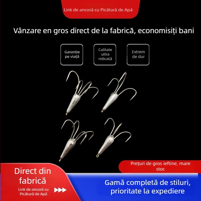 Cârlig de pescuit cu ghimpi, formă de picătură de apă, Nr. 16, pentru pescuit în râu