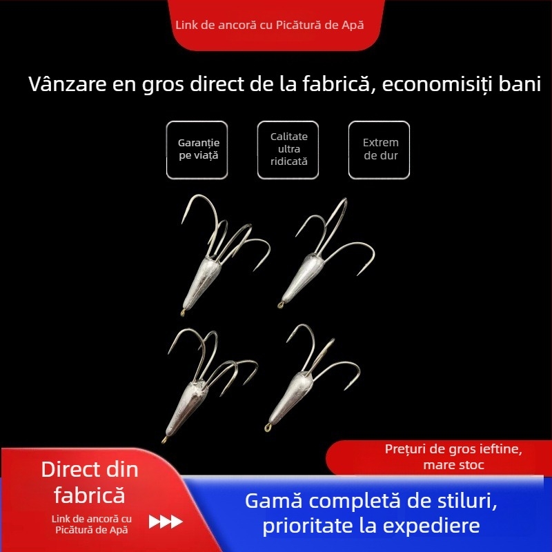 Cârlig de pescuit cu ghimpi, formă de picătură de apă, Nr. 16, pentru pescuit în râu