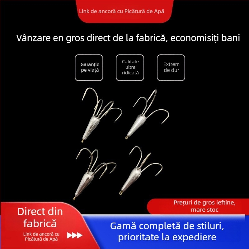 Cârlig de pescuit cu ghimpi, formă de picătură de apă, Nr. 16, pentru pescuit în râu