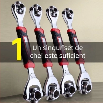 Cheie cu soclu – Instrument multifuncțional pentru repararea anvelopelor auto, cu cap rotativ, oțel cu carbon înalt