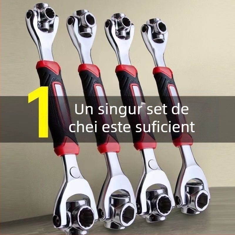 Cheie cu soclu – Instrument multifuncțional pentru repararea anvelopelor auto, cu cap rotativ, oțel cu carbon înalt