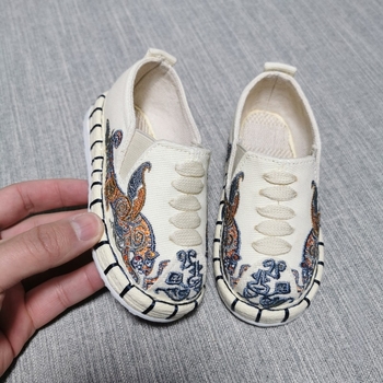 Pantofi din pânză pentru copii, cu profil redus, fără șireturi, respirabili, brodați și cu imprimeu animat