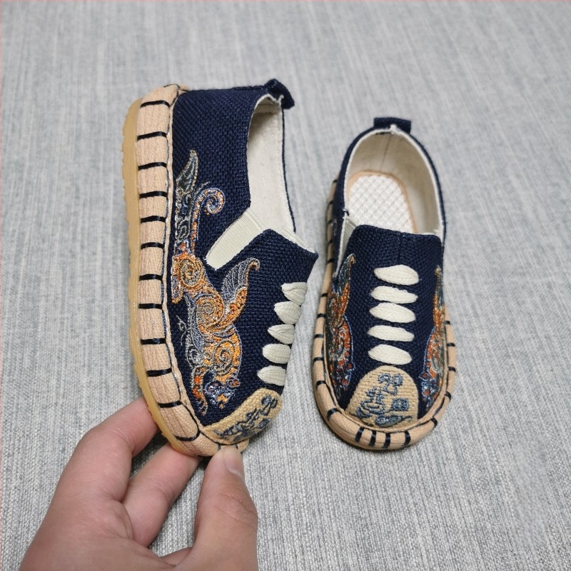 Pantofi din pânză pentru copii, cu profil redus, fără șireturi, respirabili, brodați și cu imprimeu animat