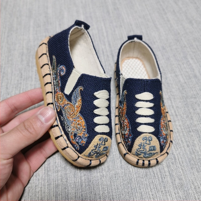 Pantofi din pânză pentru copii, cu profil redus, fără șireturi, respirabili, brodați și cu imprimeu animat