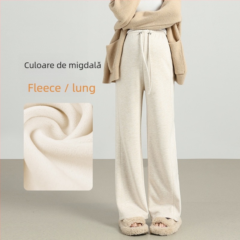 Pantaloni de maternitate croială largă, amestec lână–polieester, susținere pentru burtă, talie înaltă, lungi, pentru iarnă