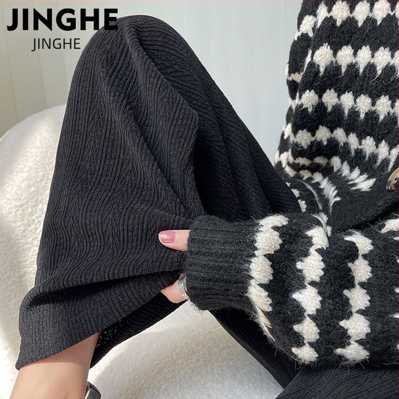 Pantaloni de maternitate pentru toamnă-iarnă, căptuțiți cu fleece, calzi, cu susținere a burții, croială lejeră, din amestec de bumbac-poliester