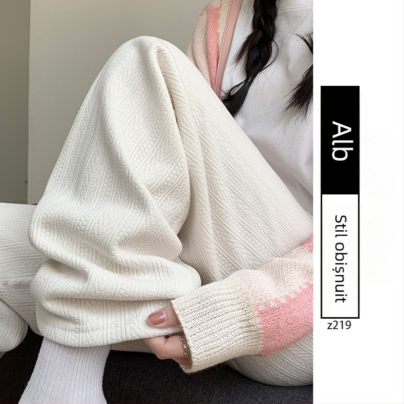 Pantaloni de maternitate pentru toamnă-iarnă, căptuțiți cu fleece, calzi, cu susținere a burții, croială lejeră, din amestec de bumbac-poliester