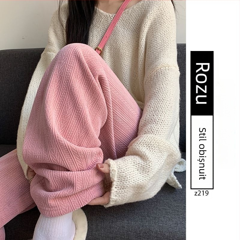 Pantaloni de maternitate pentru toamnă-iarnă, căptuțiți cu fleece, calzi, cu susținere a burții, croială lejeră, din amestec de bumbac-poliester