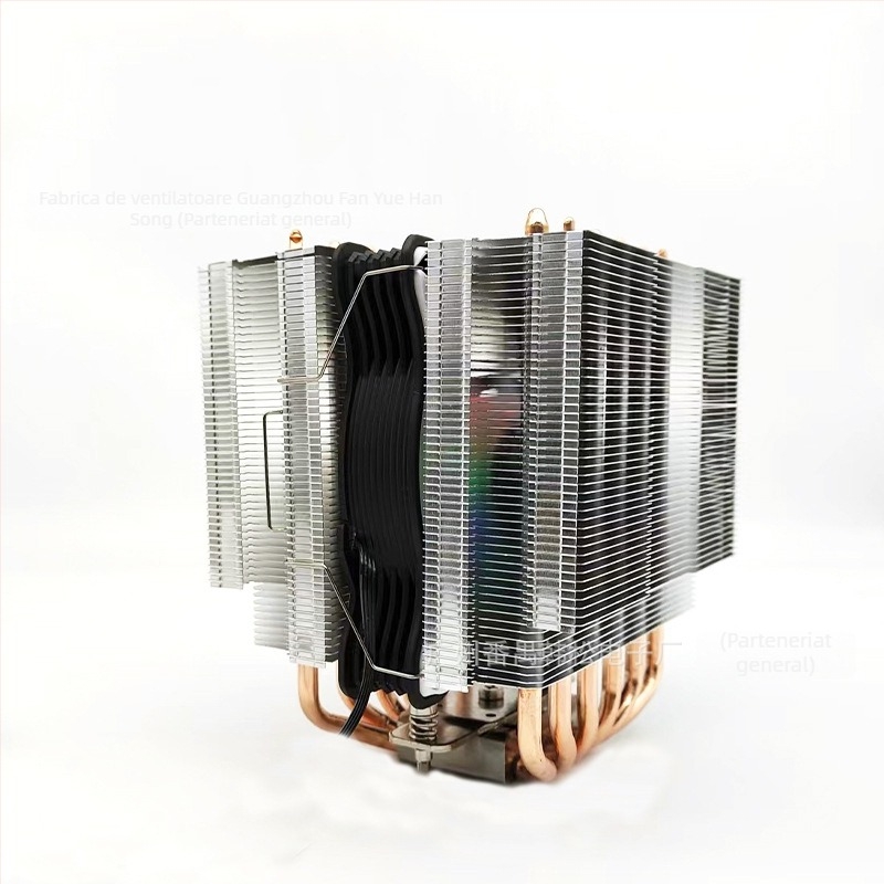 Cooler CPU cu design dual-tower, 6 țevi de transfer termic, rulment hidraulic, sincronizare RGB 5V, interfață USB 4