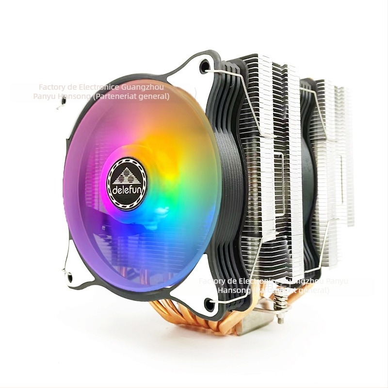 Cooler CPU cu design dual-tower, 6 țevi de transfer termic, rulment hidraulic, sincronizare RGB 5V, interfață USB 4