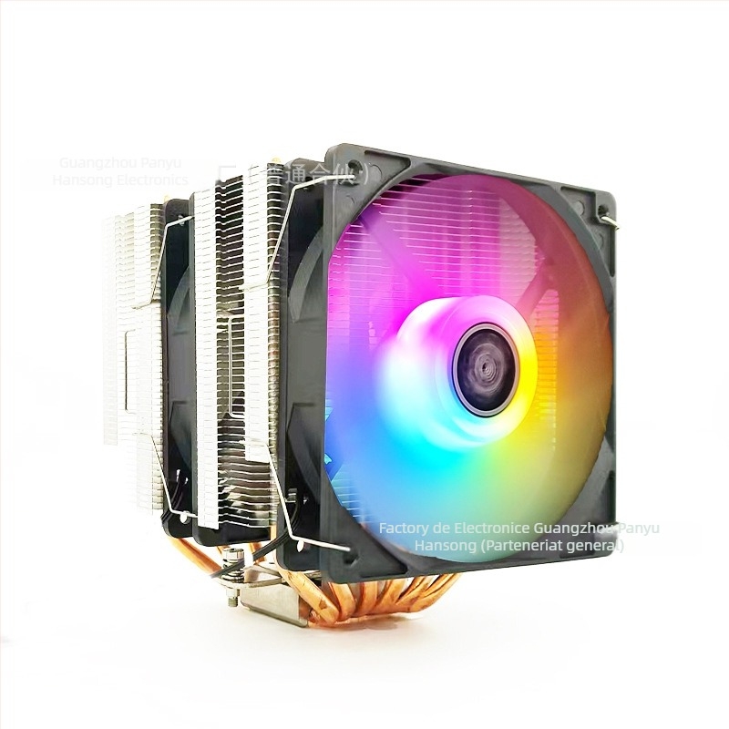 Cooler CPU cu design dual-tower, 6 țevi de transfer termic, rulment hidraulic, sincronizare RGB 5V, interfață USB 4