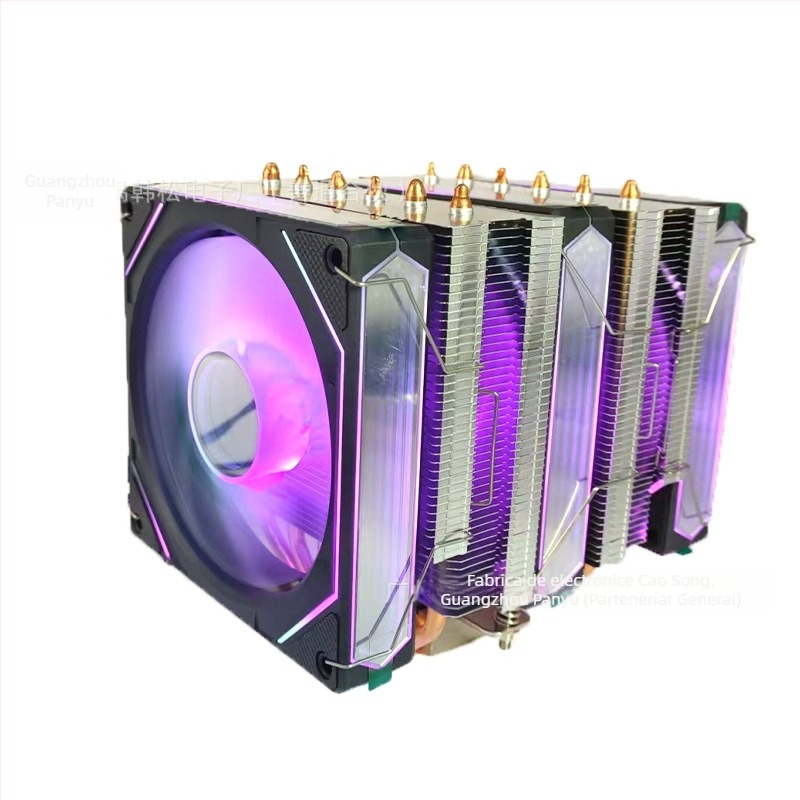 Cooler CPU cu design dual-tower, 6 țevi de transfer termic, rulment hidraulic, sincronizare RGB 5V, interfață USB 4