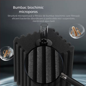 Pompa de oxigen pentru acvariu cu cutie de filtrare încorporată, din plastic, potrivită pentru pești de apă dulce și sărată